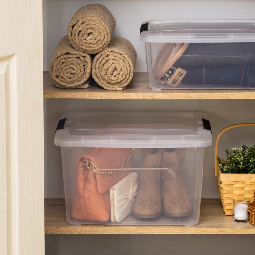 32 Qt. Plastic Storage Bins W/ Lids Stackable Storage Containers Totes 4 Pack