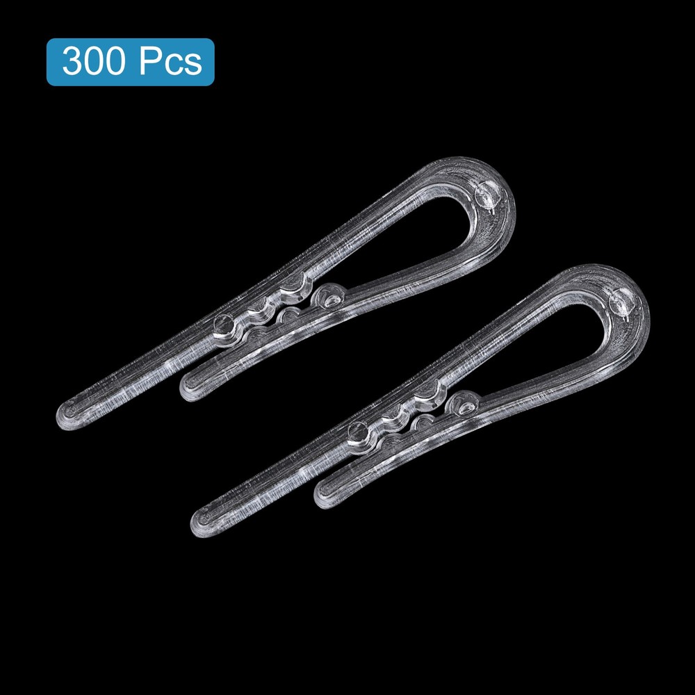 300pcs Durable Plastic Alligator Clip,1.57" Clear U Shape with Teeth