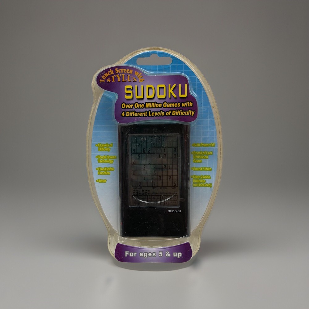 NOS Sudoku Handheld Electronic Game Pocket size Touchscreen Inc Stylus Timer