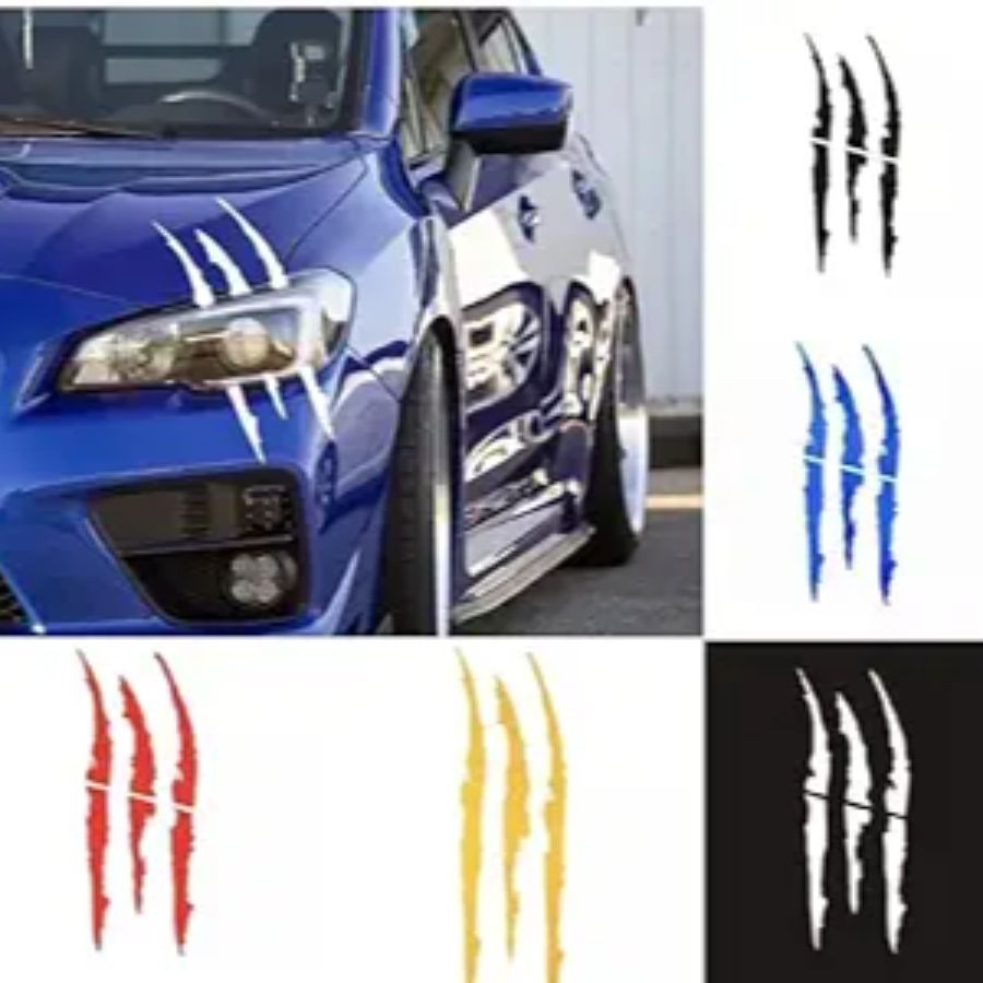 Stickers Reflective Claw Scratch Marks Headlight Bumper Sticker Yellow