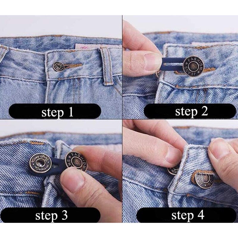 4PCS Expander Button Pants Waist Extender Metal Adjustable Retractable For Jeans