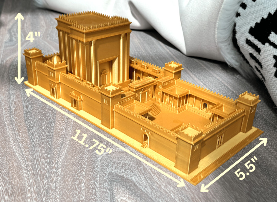 3D Printed Bais Hamikdash display piece - Second Temple - Gold