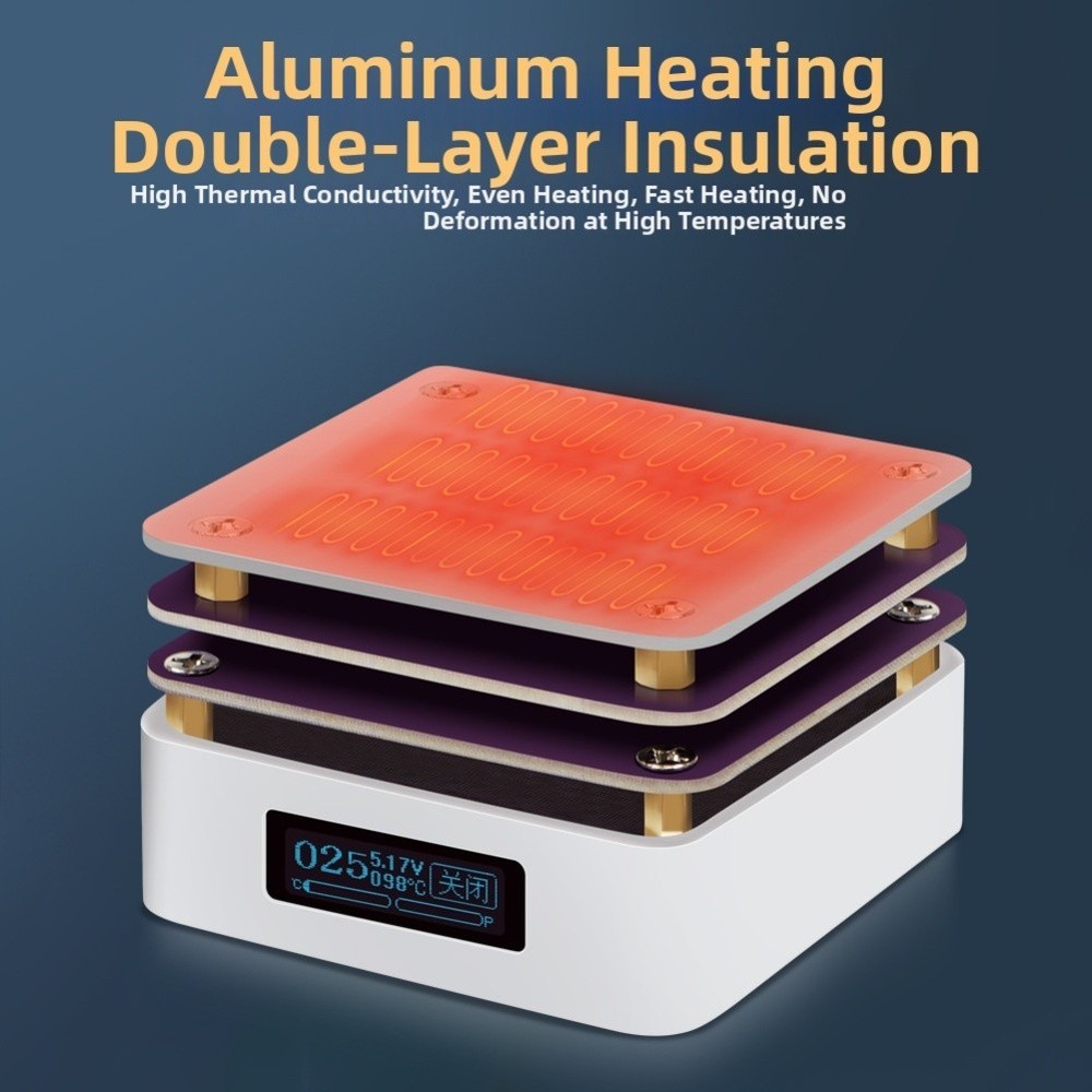 Portable 65W 20V Adjustable Thermostatic Heating Platform with Type C Input