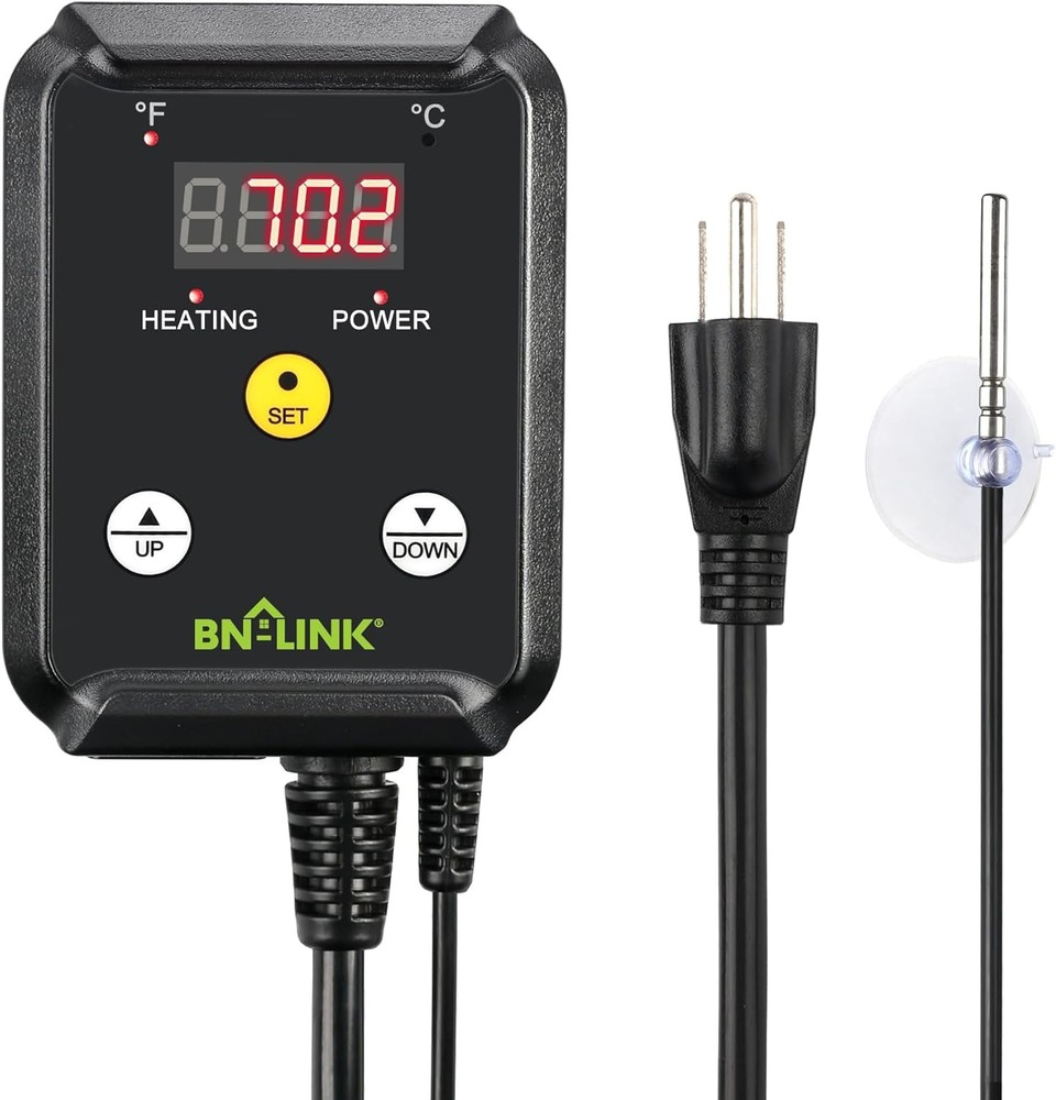 BN-LINK Digital Heat Mat Thermostat Controller for Seed Germination, Black