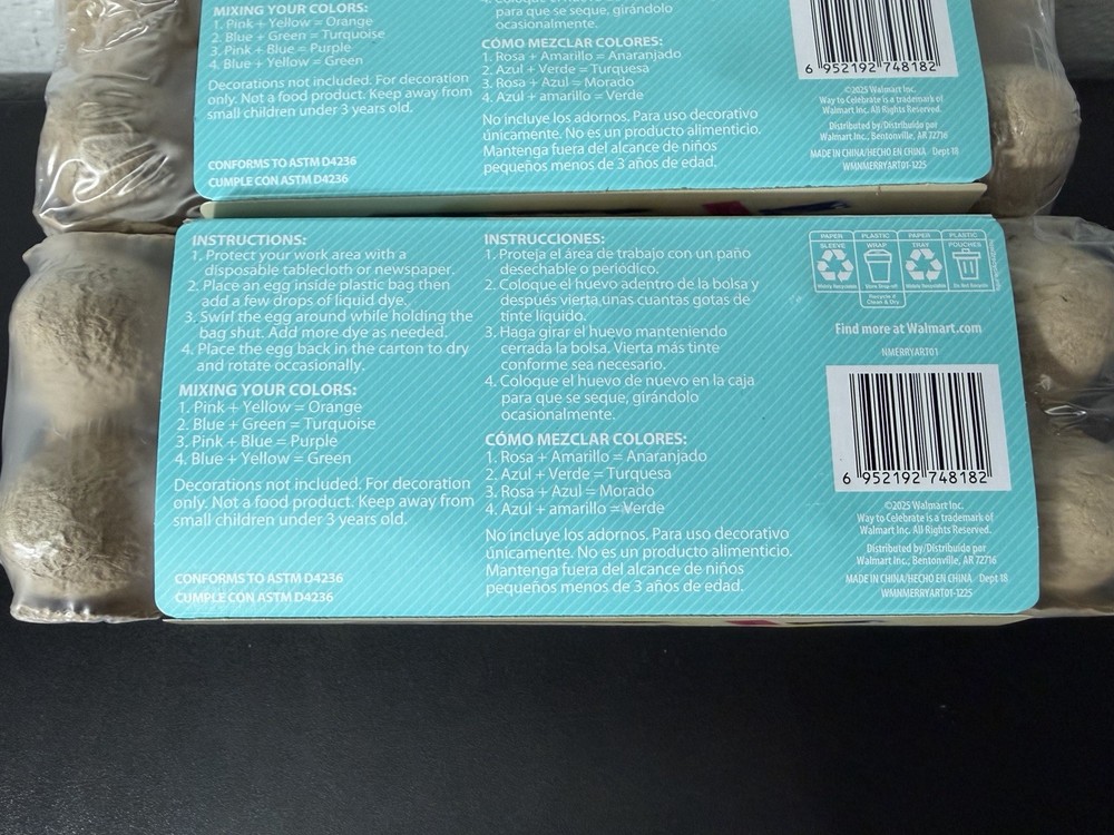 2 Dozen Easter Dyeable Plastic Eggs & Liquid Dye Packets New Sealed Package!!