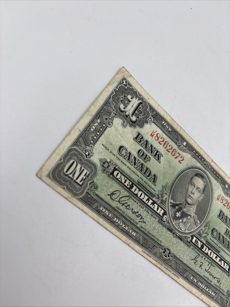 1937 Canada 1 Dollar Banknote Bill