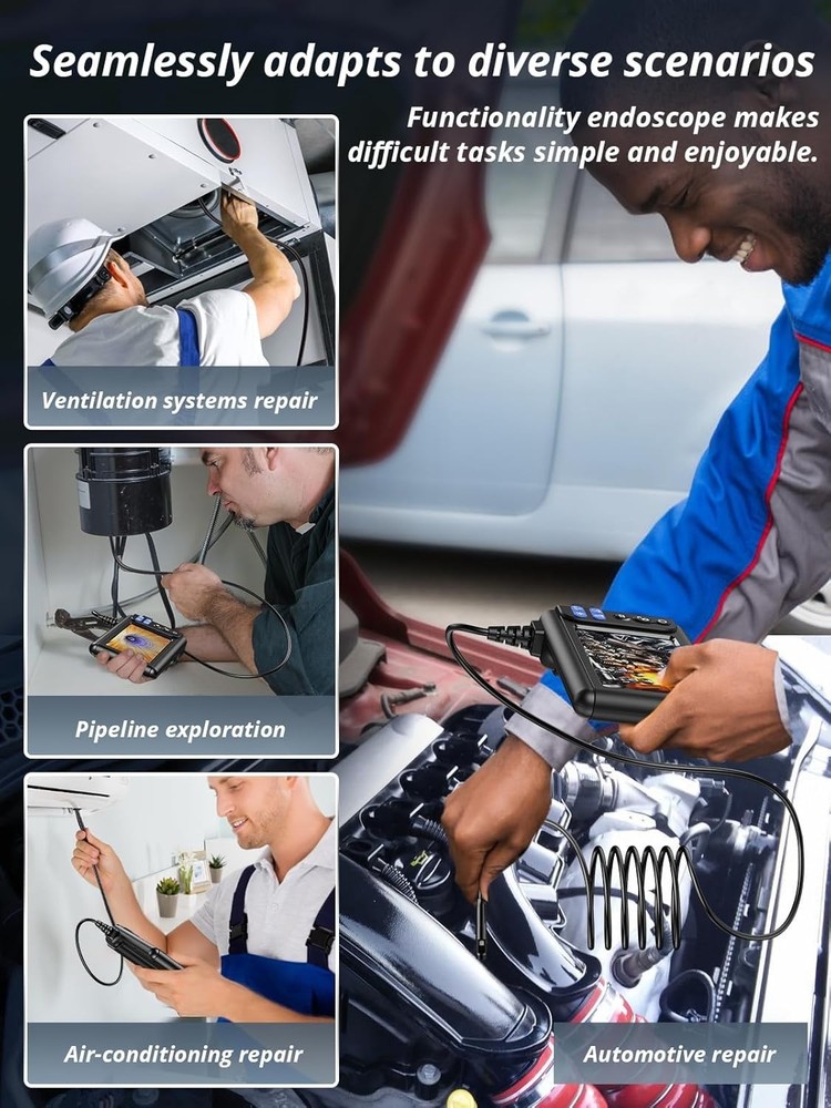 Compact 9.8FT Endoscope Camera - High Resolution, Waterproof, User-Friendly