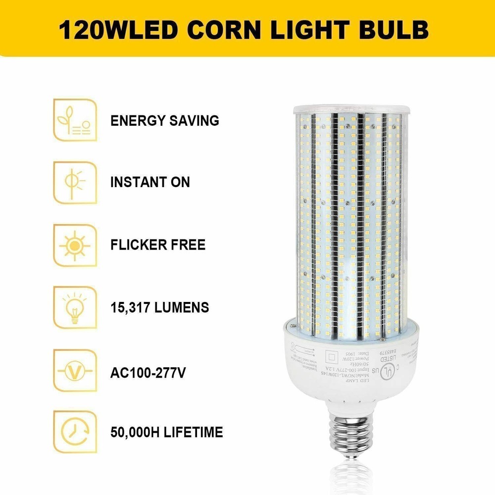 120W LED Corn Bulbs Light E39 Mogul Base Warehouse High Bay Light 6000K Daylight