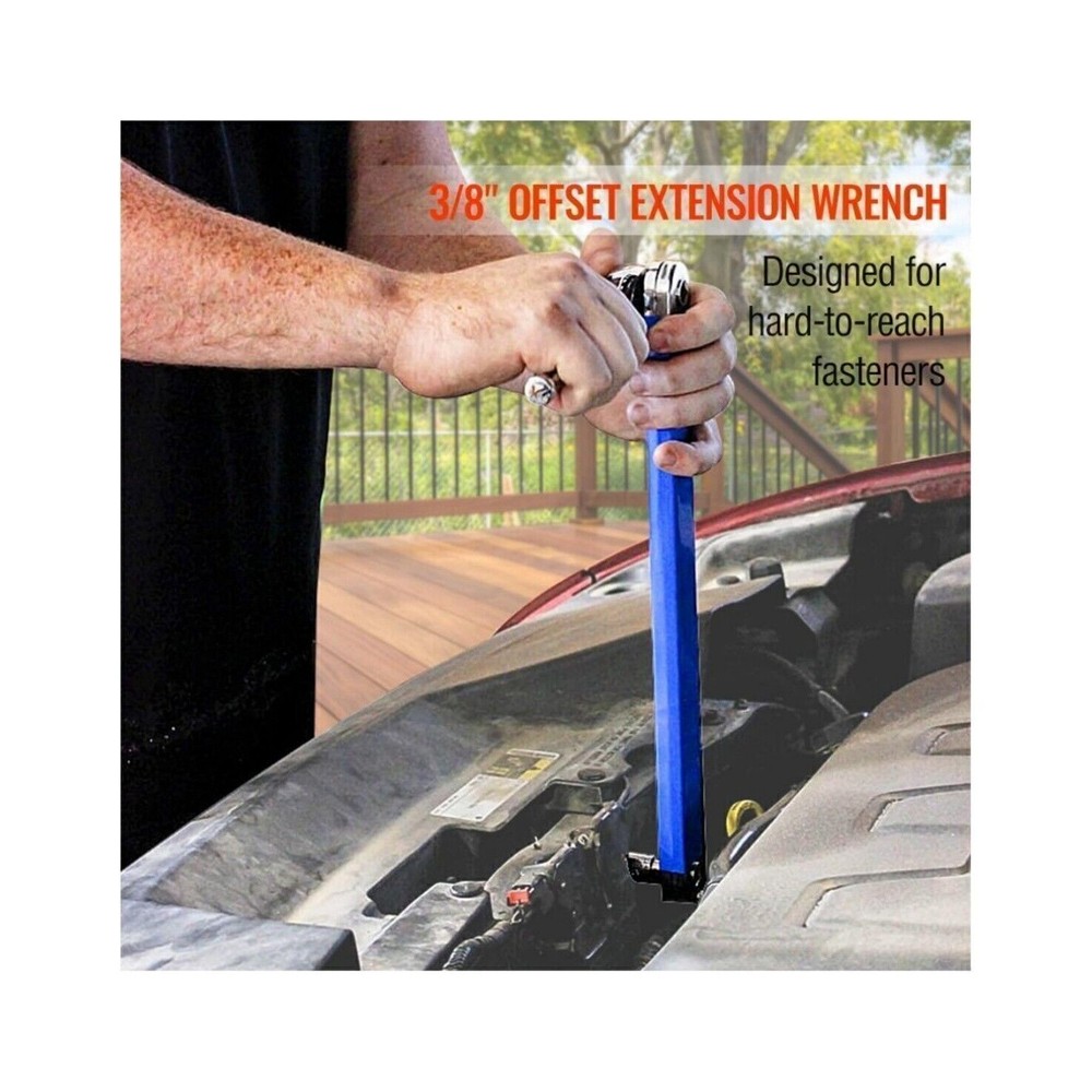 Offset Extension Wrench Set Ratchet Spanner Wrench with 4 Extender Adapter