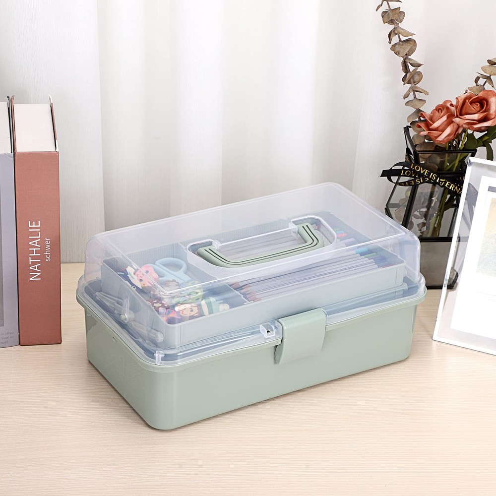 BTSKY 3-Layer Plastic Dividing Storage Box Craft Organizer and Storage with A...