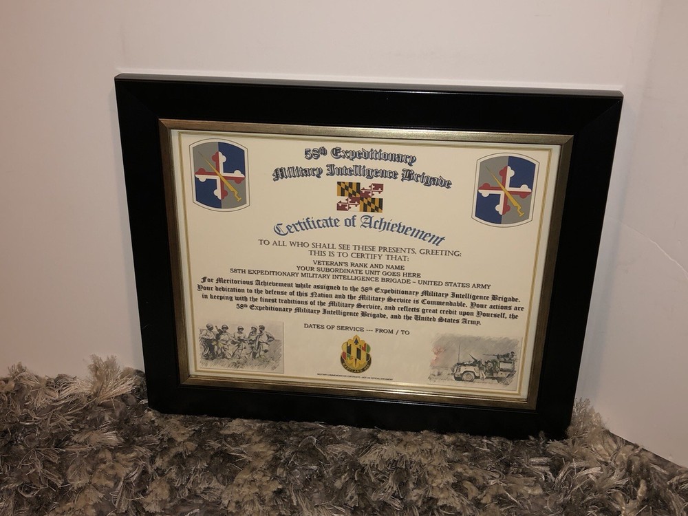 58TH EXPEDITIONARY M.I. BRIGADE - COA / (COMMEMORATIVE CERTIFICATE)