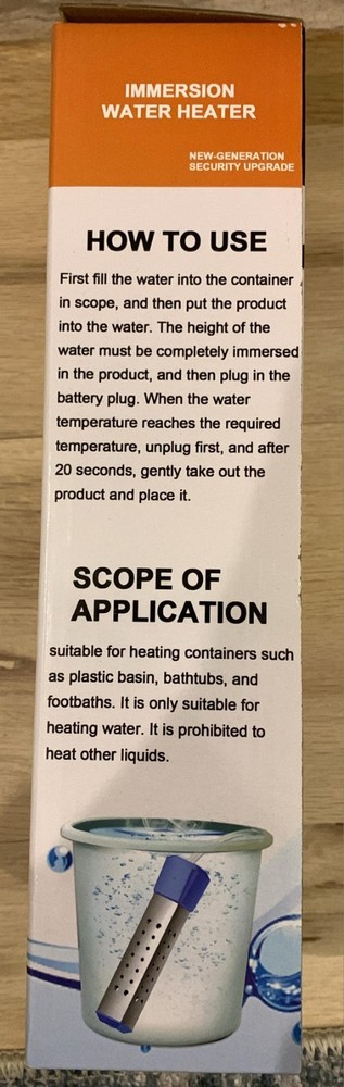 Immersion Water Heater Portable Electric 304 125v 2000w Stainless Heater 7ft