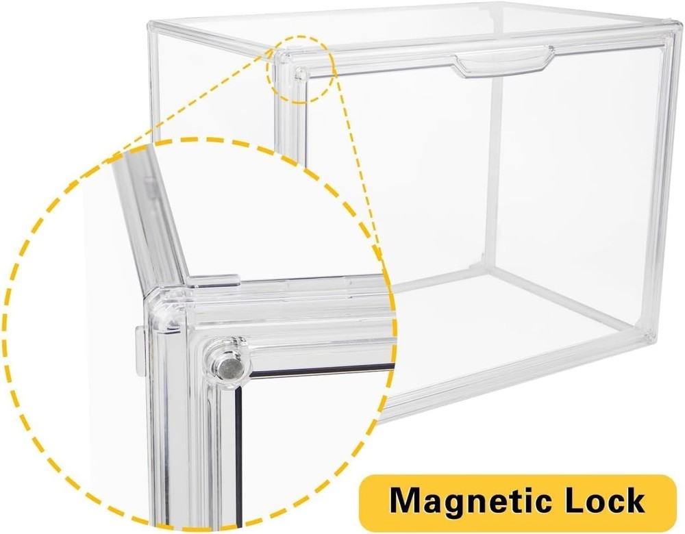 Stackable Transparent Display Cases - Perfect for Collectibles & Shoes, 3 Count