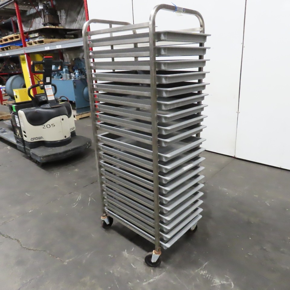 M & E Mfg. Stainless Steel Single End Load Nesting Baking Rack 20 Pan Capacity
