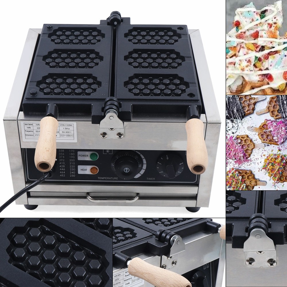 Electric Flip Waffle Maker 3 Slice Waffle Maker Commercial Nonstick Machine Kit