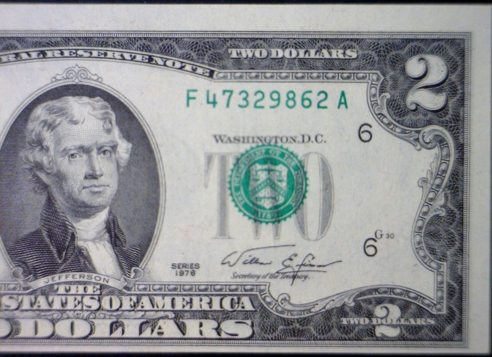1976 $2 ERROR 3rd Print Shift BICENTENNIAL Note GEM CU Federal Reserve Currency