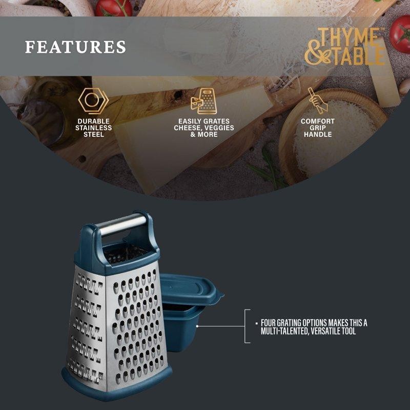 Stainless Steel Box Grater Set W/ Detachable Container Kitchen Essential New