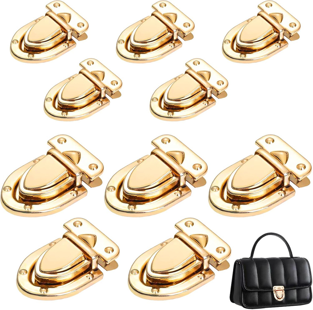 10 Pcs Turn Lock Clasp Purse Closure Twist Locks Fasteners Metal Hardware Cli...