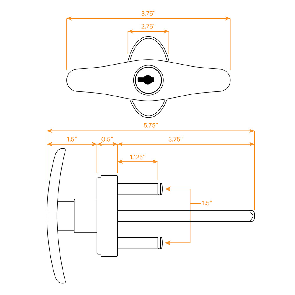HardwareX Supply Garage T Handle Lock Replacement with 2 Keys
