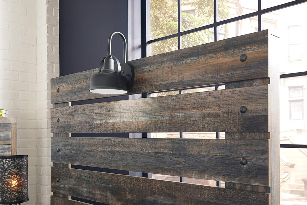 Drystan Rustic Panel Headboard ONLY with USB Charging Stations, Full, Brown