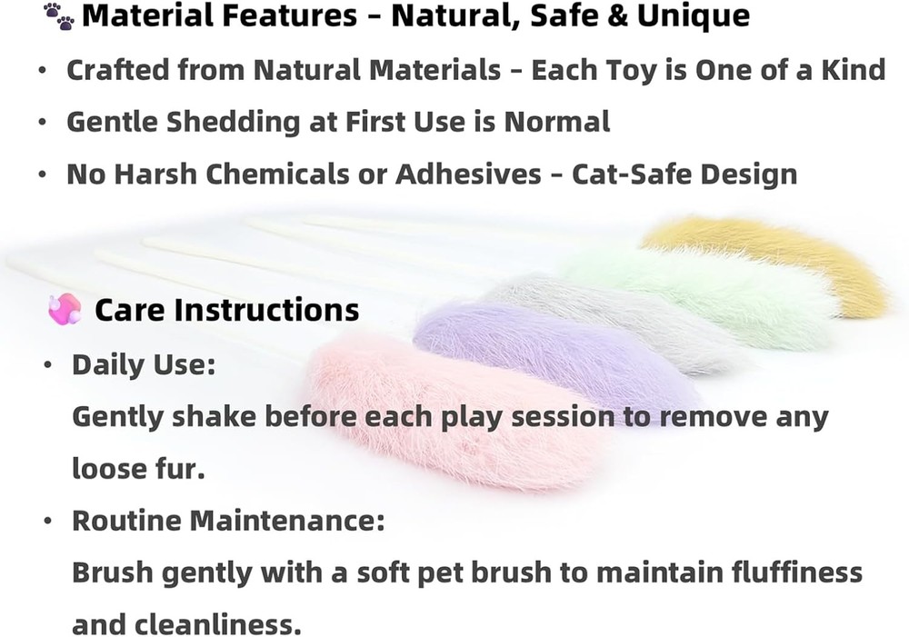 Rabbit Fur Cat Toys – 5PCS Interactive Wand Multicolor (Rabbit Wands)