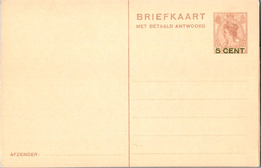Netherlands Higgins & Gage 189 Unused.