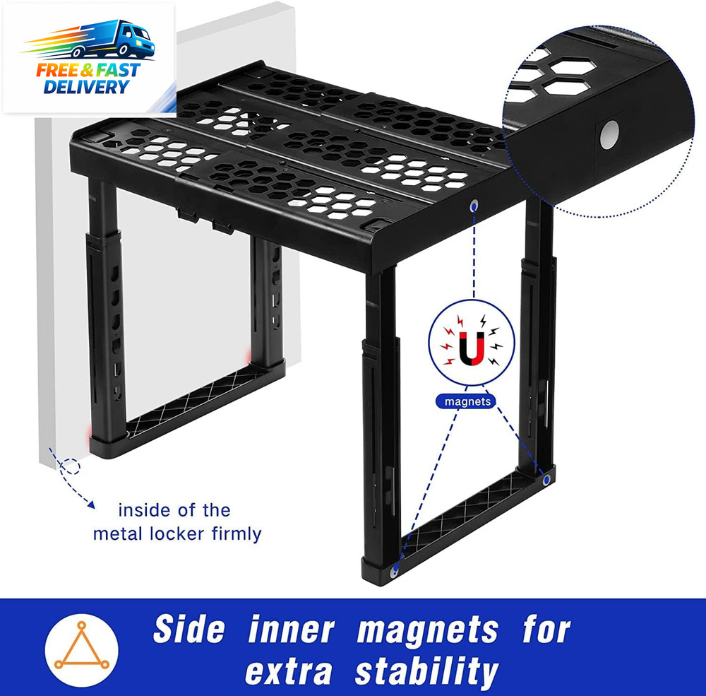 Locker Organizer Shelf， Adjustable Width and Height, Stackable, Ideal Locker She