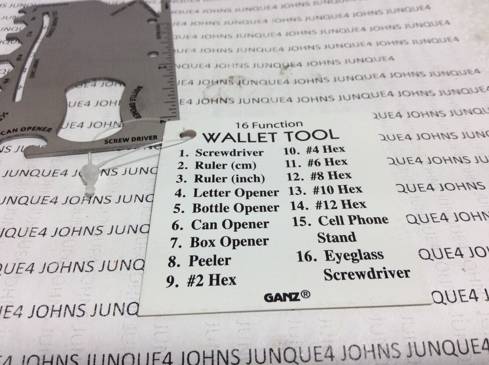 WALLET TOOL New w/tag 16 Function Silver Perfect size for your wallet or purse