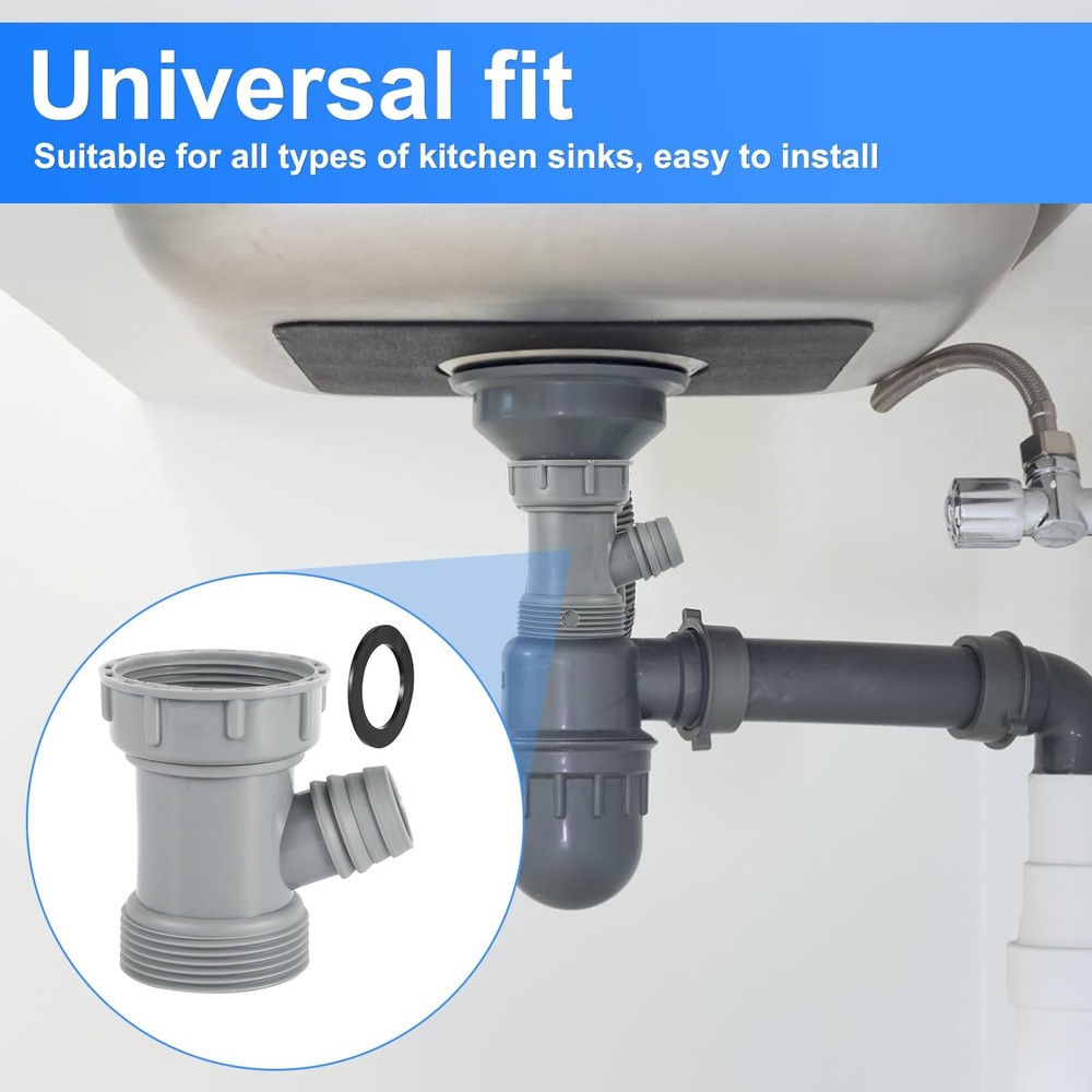 Kitchen Sink Drain Pipe Adapter, Versatile Y-Shaped Flexible M, Gray