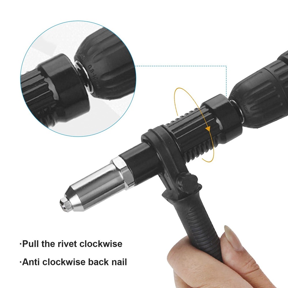 Pop Rivet Gun Tool Rivet Drill Attachment Power Drill Tool Kit Cord... Fast Ship