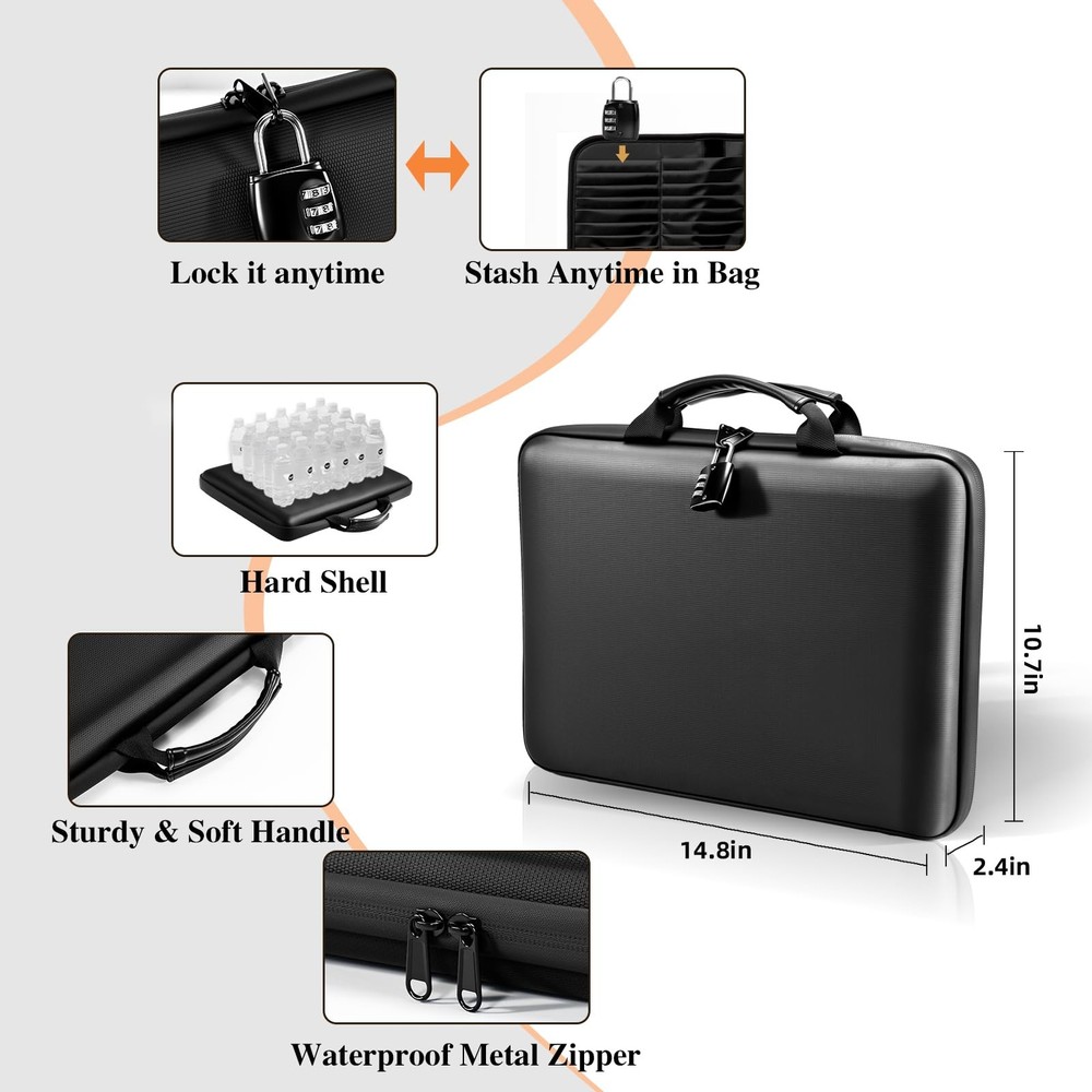 Fireproof Document Box File Organizer Hard-Shell Waterproof Lock 13-Pocket Accor
