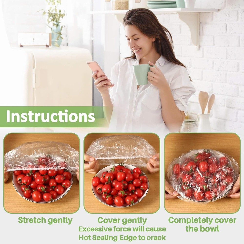 100 Bowl Covers Bread Proofing - Extra Large Plastic Wrap for Food Sourd