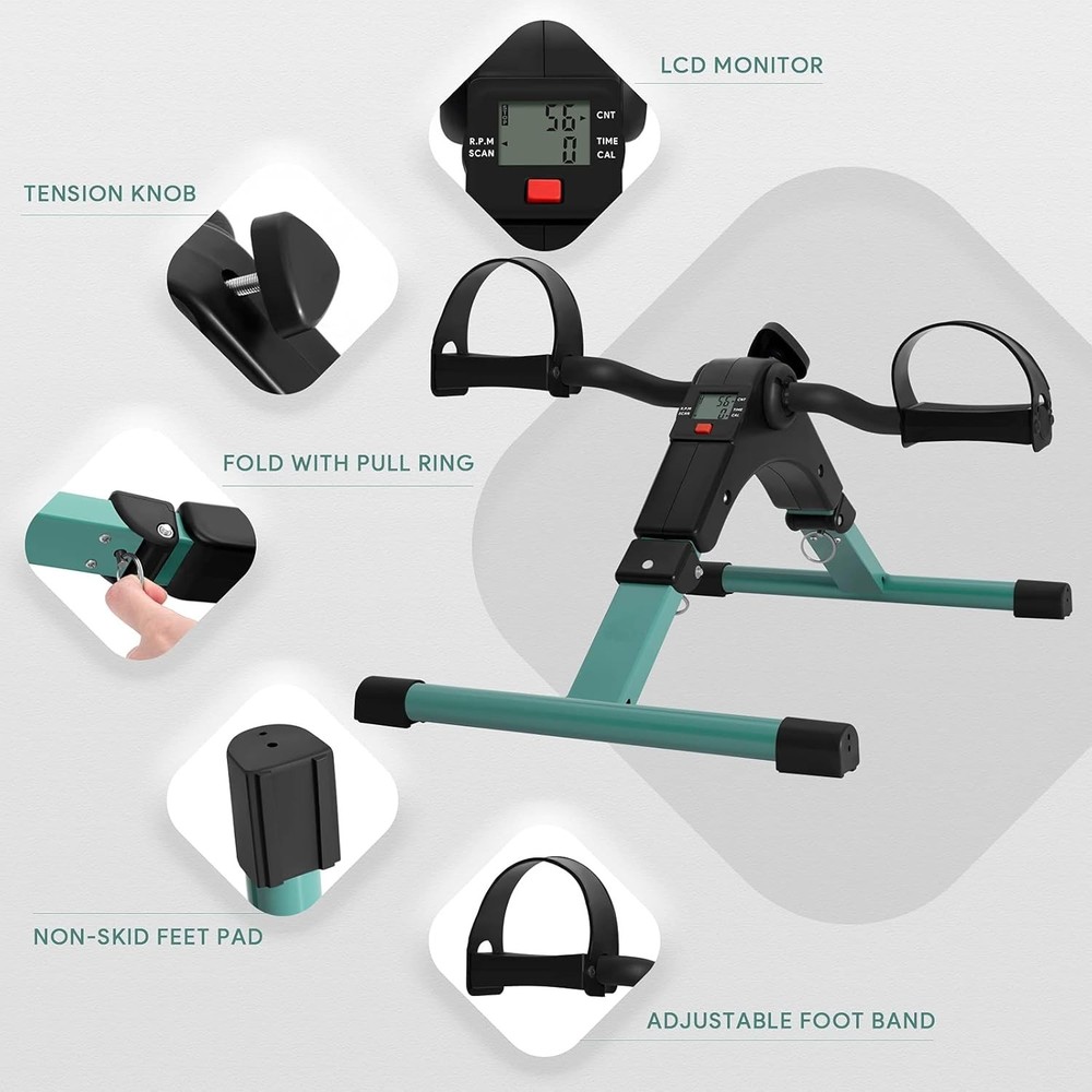 Compact Folding Pedal Exerciser for Arms & Legs - LCD Display & Easy Assembly