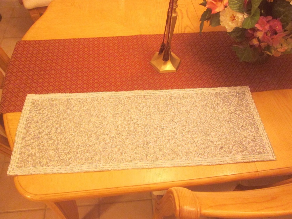 Beaded Table Runner Christmas By Peace & Joy 13" X 36" Silver & White New