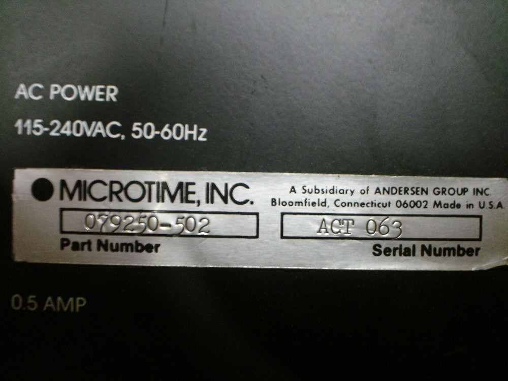 Microtime Act 1 Controller P/N 079250-502 Control Panel