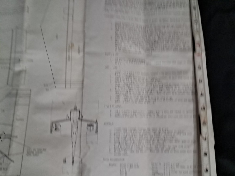 Model Airplane Large Printed Plan RC Scale Plane Drawing Wingspan ~14" P3