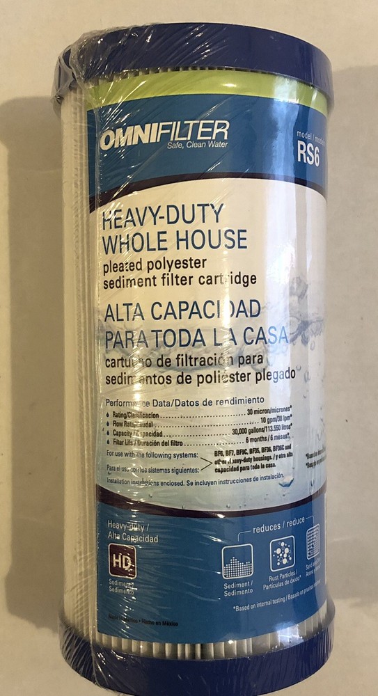 OmniFilter RS6 30 Micron 10 x 4.5 Whole House Pleated Sediment Water Filter