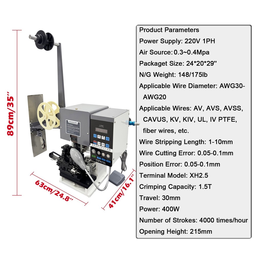 Automatic Wire Stripping & Crimping Machine (220V, 400W, with 110V Transformer)