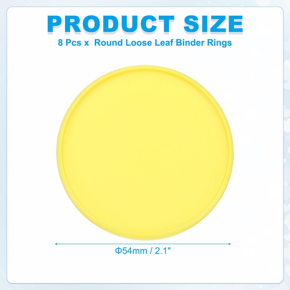 2 inch Plastic Book Binding Discs, 8Pcs Discbound Expansion Discs Round, Yellow