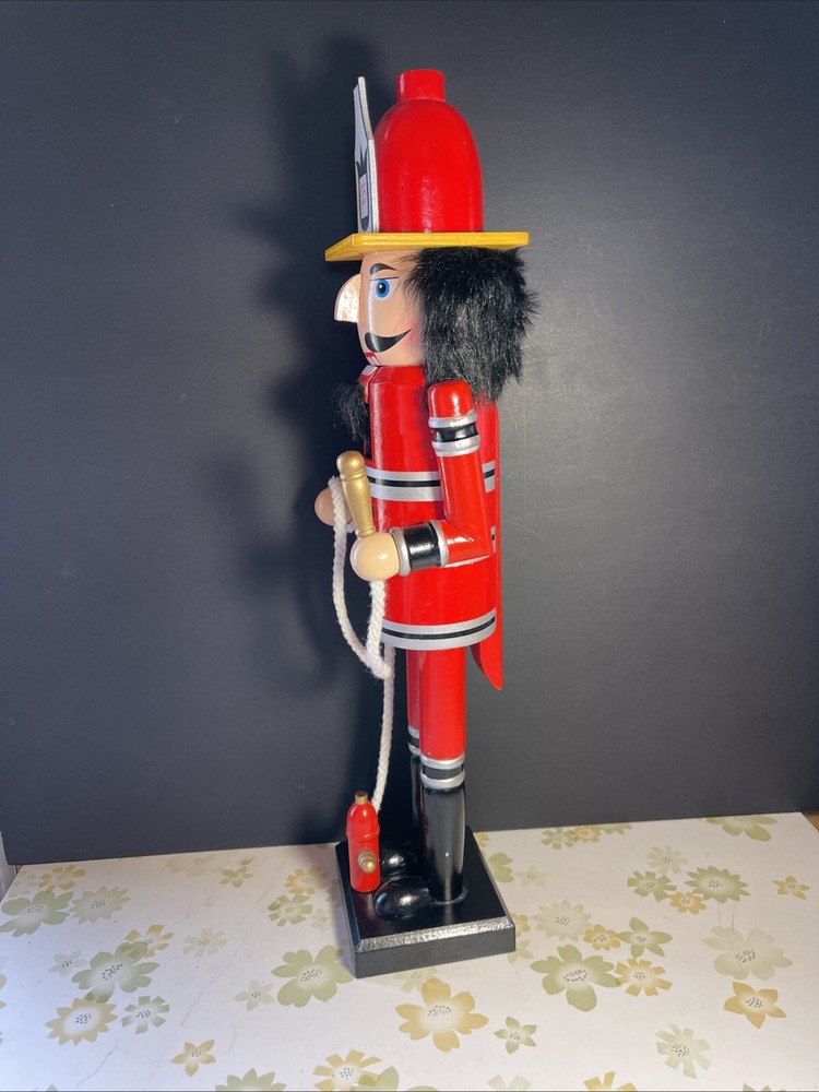 Firefighter Nutcracker Fireman 16" Wooden Christmas By Ashland
