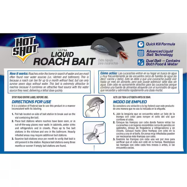 Hot Shot Ultra Liquid Roach Bait - 6 Count - Kills Roaches Fast!!