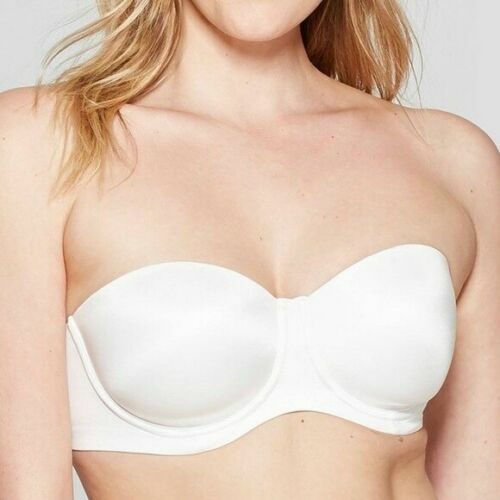 Auden Women's Lightly Lined Strapless Bra, Size 38DDD, Fresh White