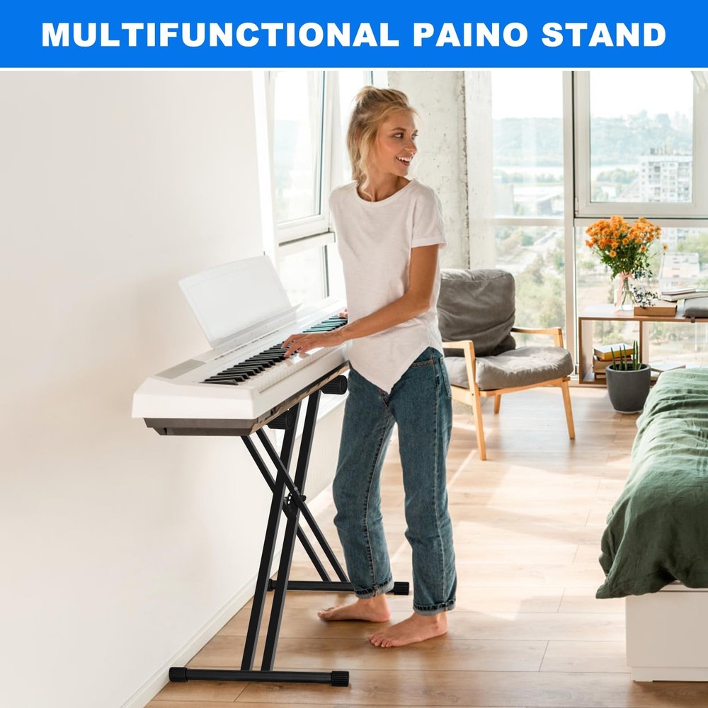 Height Adjustable Keyboard Stand With Quick Release Mechanism - Double X Fold...