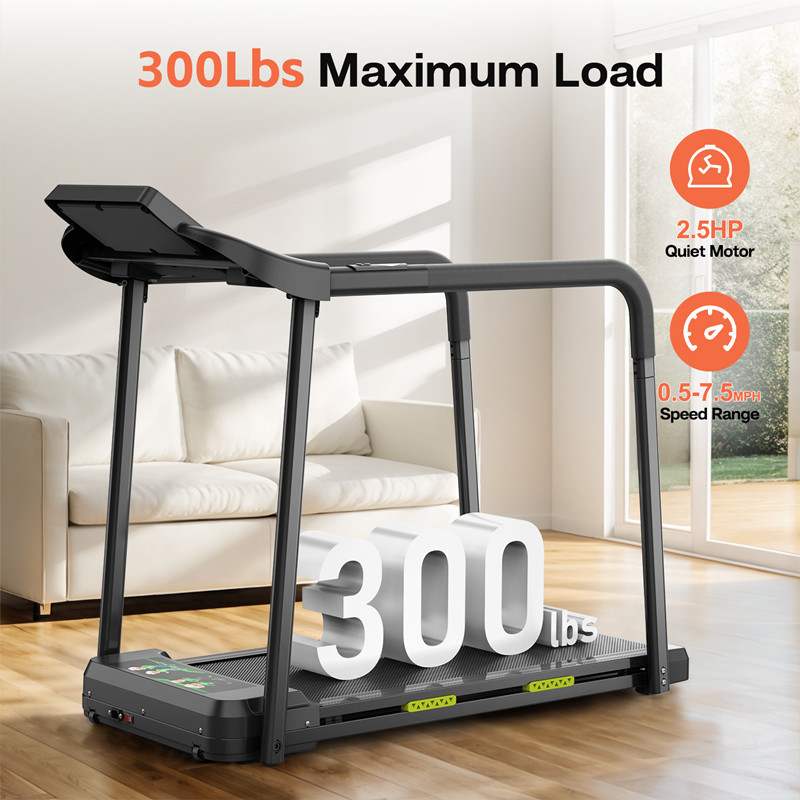 Foldable Elderly Rehabilitation Treadmill with LED Display & Pad Holder