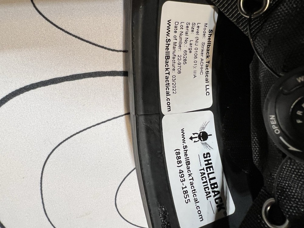 Shellback Tactical Level 3a High Cut Ballistic Helmet Size Large