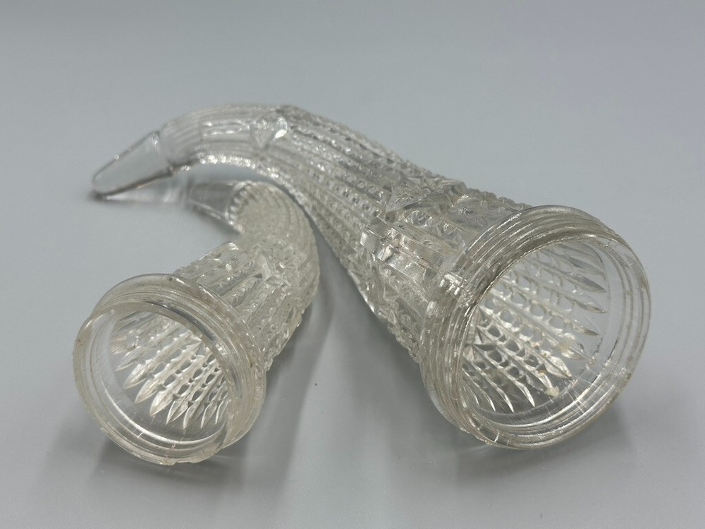 Antique POWDER HORN Glass CANDY CONTAINER