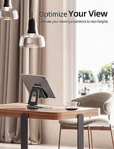 Aluminum Dual Foldable iPad Stand, Fully Adjustable Desktop Tablet A-Black