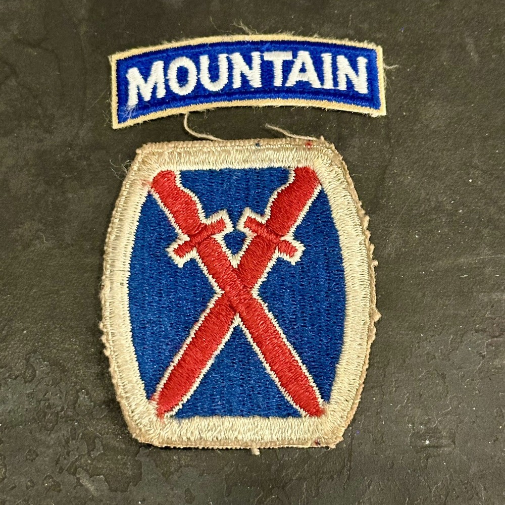 WWII 10th Mountain Division Patch 2 Piece w/ Tab Original