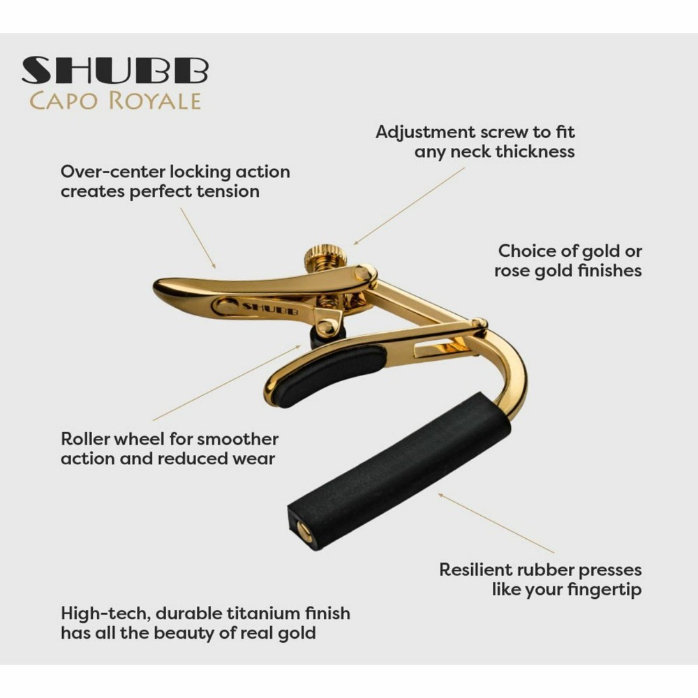 Shubb C2G Capo Royale for Nylon String Classical Guitars, Gold