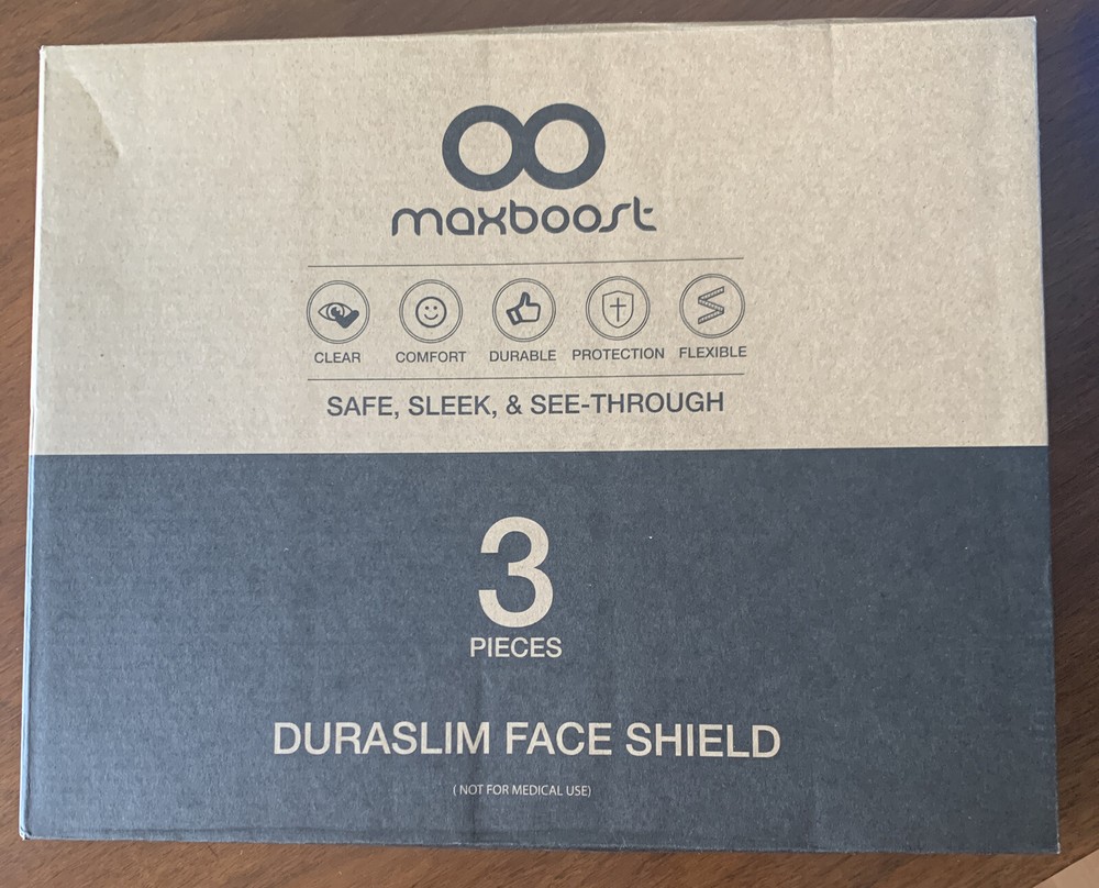 Maxboost Protective Face Shield - 2 Pack (Adult Size), DuraSlim Series Reusable